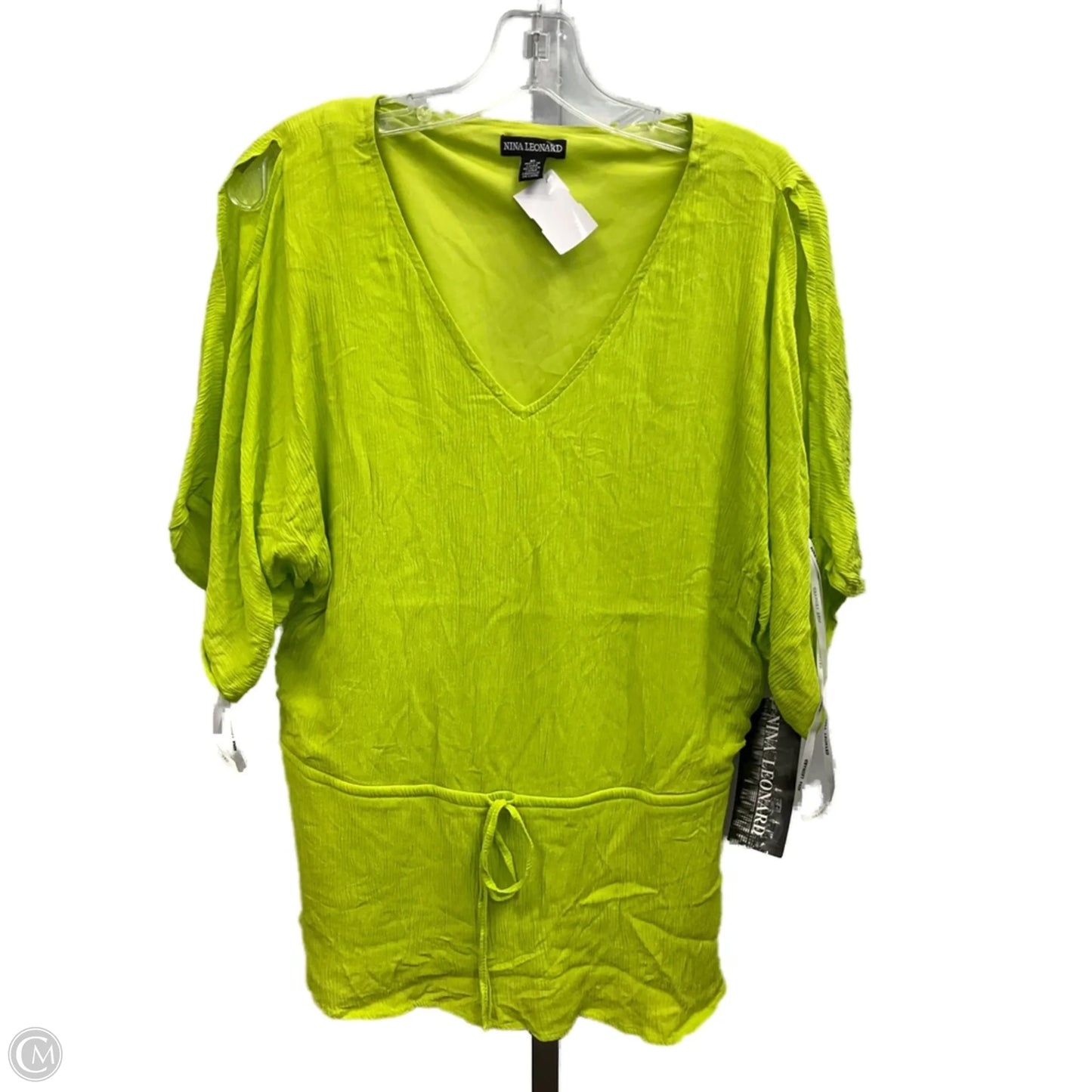Top Short Sleeve By Nina Leonard In Green, Size: Xl