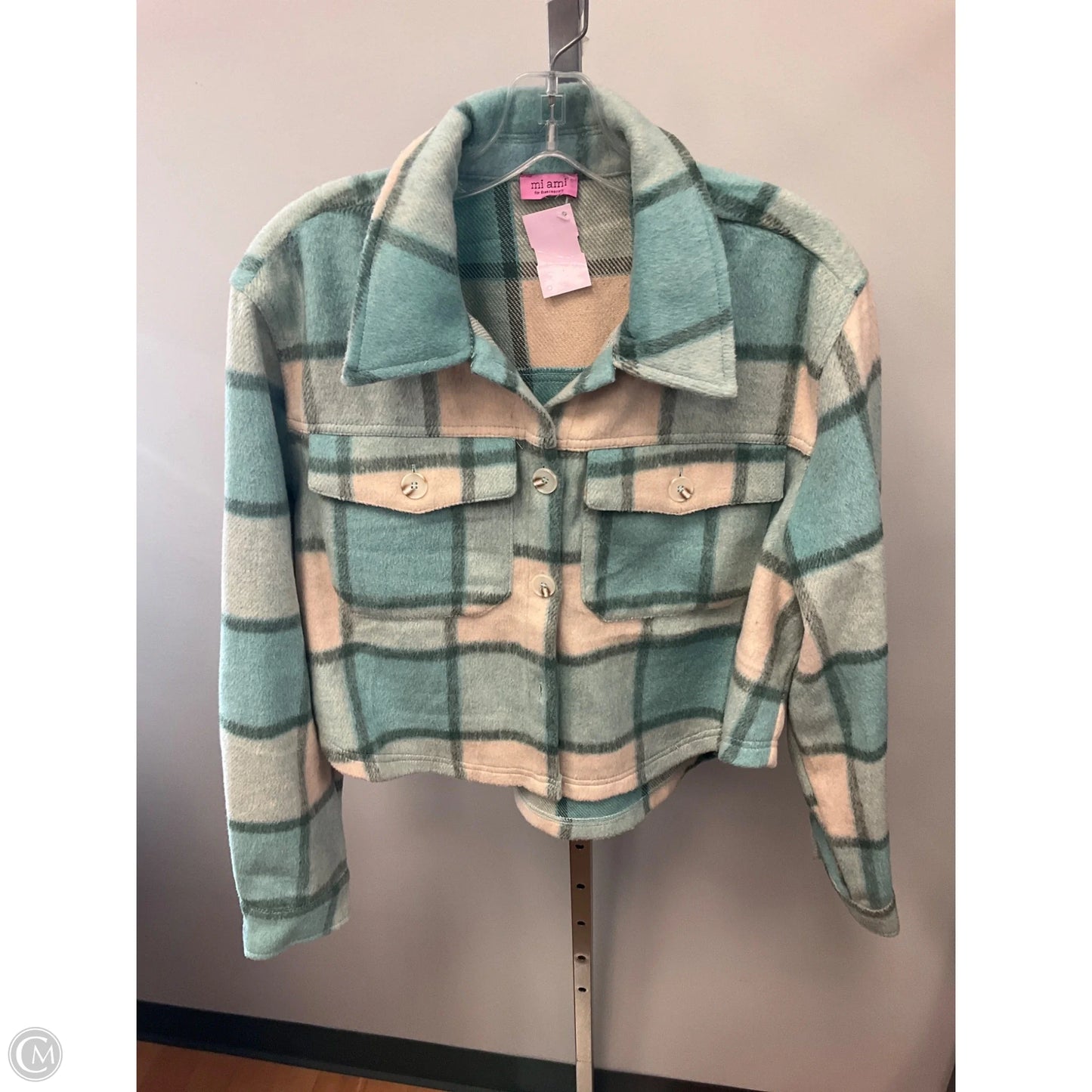 Jacket Shirt By Miami In Plaid Pattern, Size: L