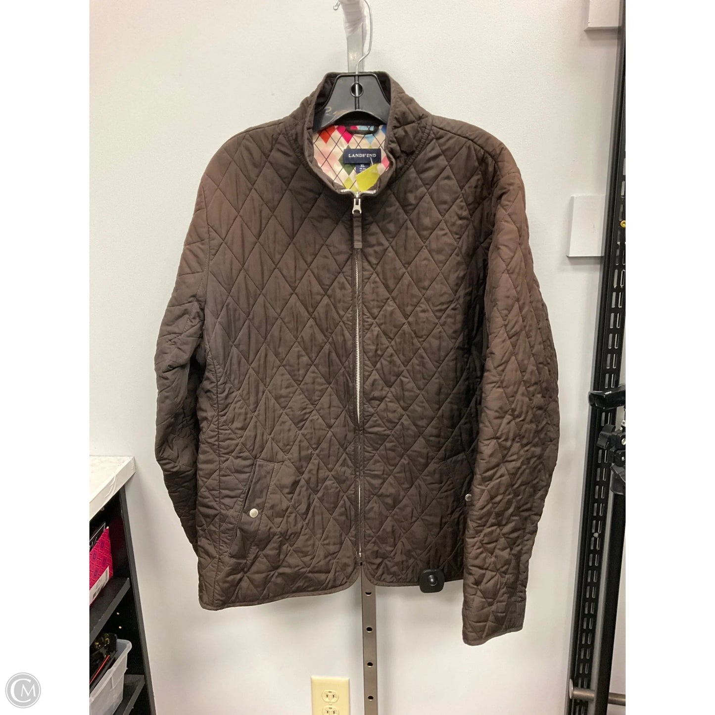 Jacket Puffer & Quilted By Lands End In Brown, Size: Xl