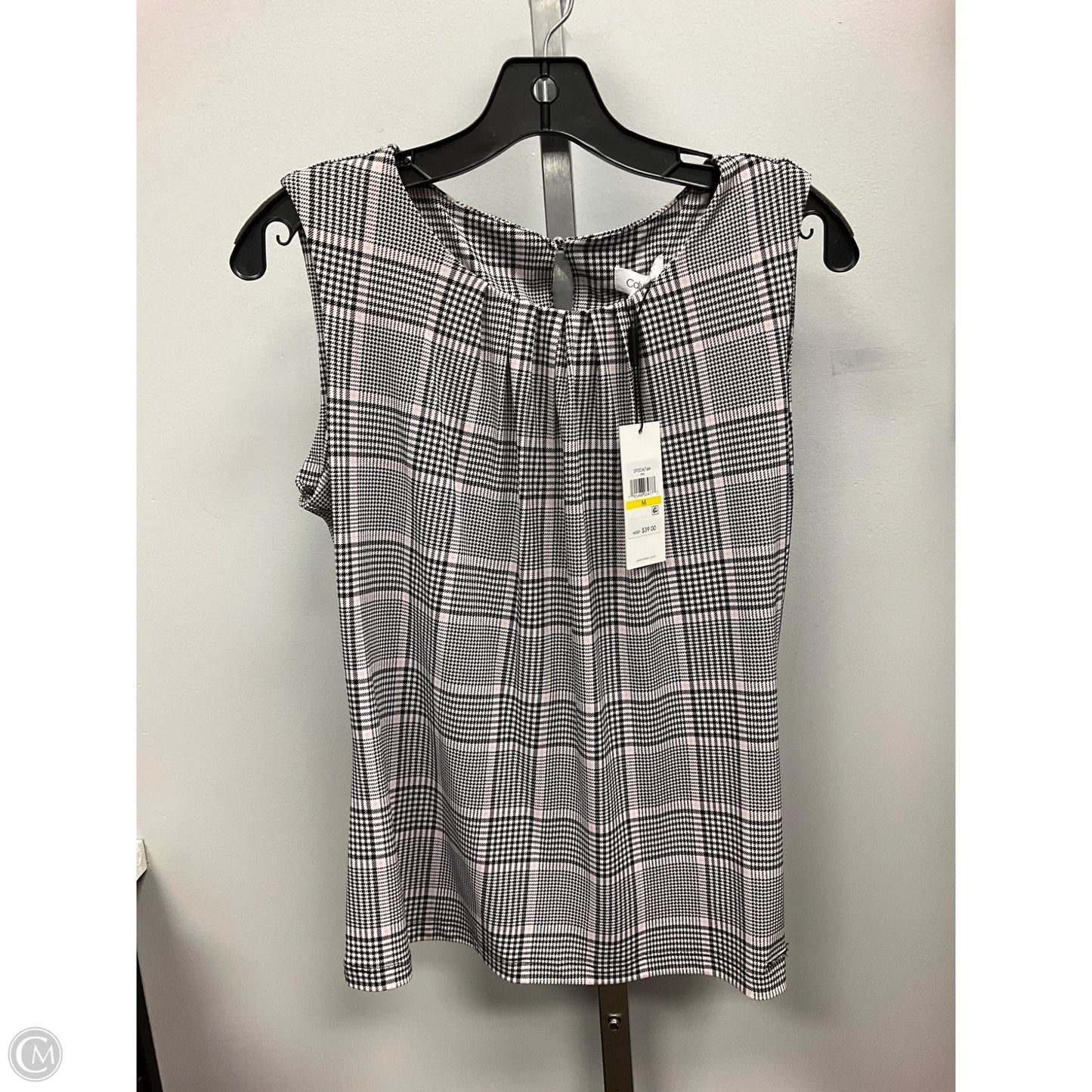 Top Sleeveless By Calvin Klein In Black & Pink, Size: M