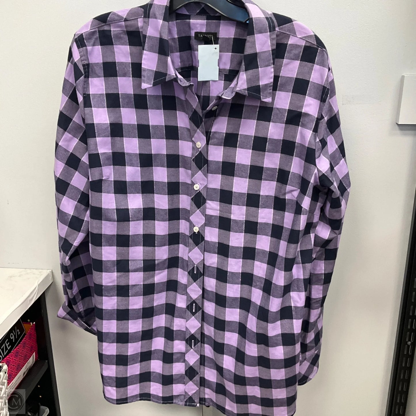 Top Long Sleeve By Talbots In Checkered Pattern, Size: Xl