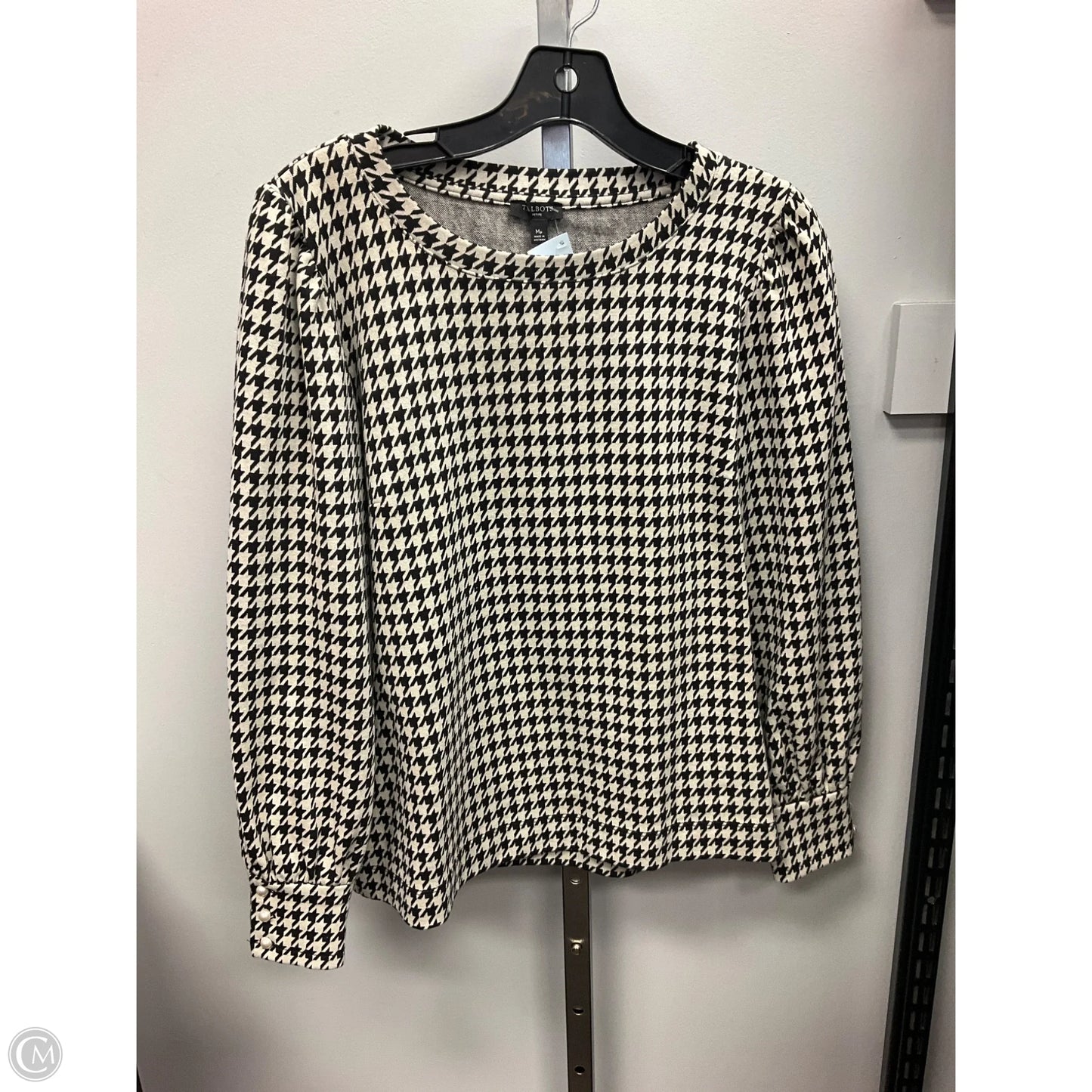 Top Long Sleeve By Talbots In Black & Cream, Size: Mp