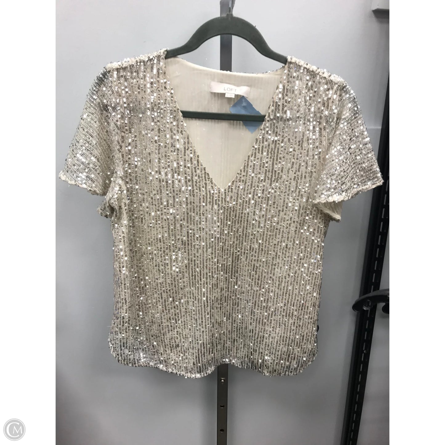 Top Short Sleeve By Loft In Silver, Size: Xs