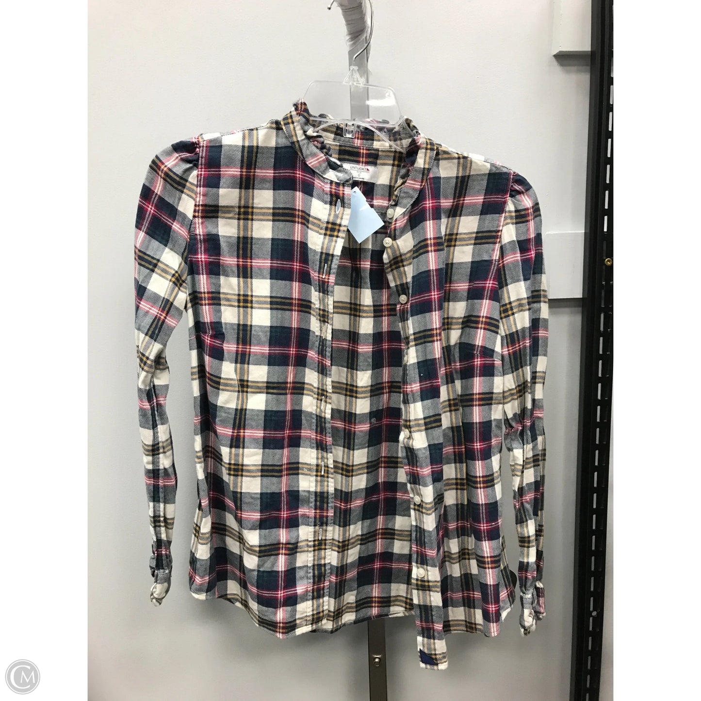 Top Long Sleeve By Clothes Mentor In Plaid Pattern, Size: 0