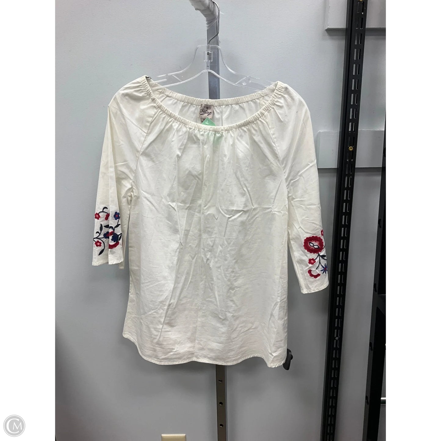 Top 3/4 Sleeve By Como Vintage In Cream, Size: M
