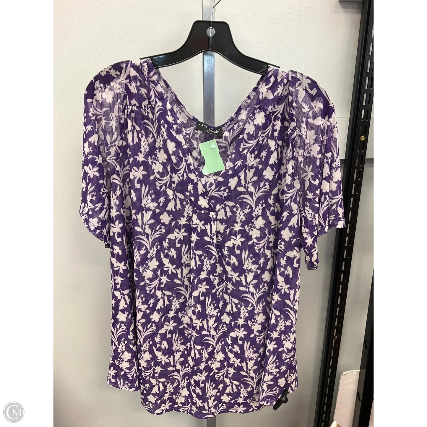 Top Short Sleeve By Lane Bryant In Purple & White, Size: 14