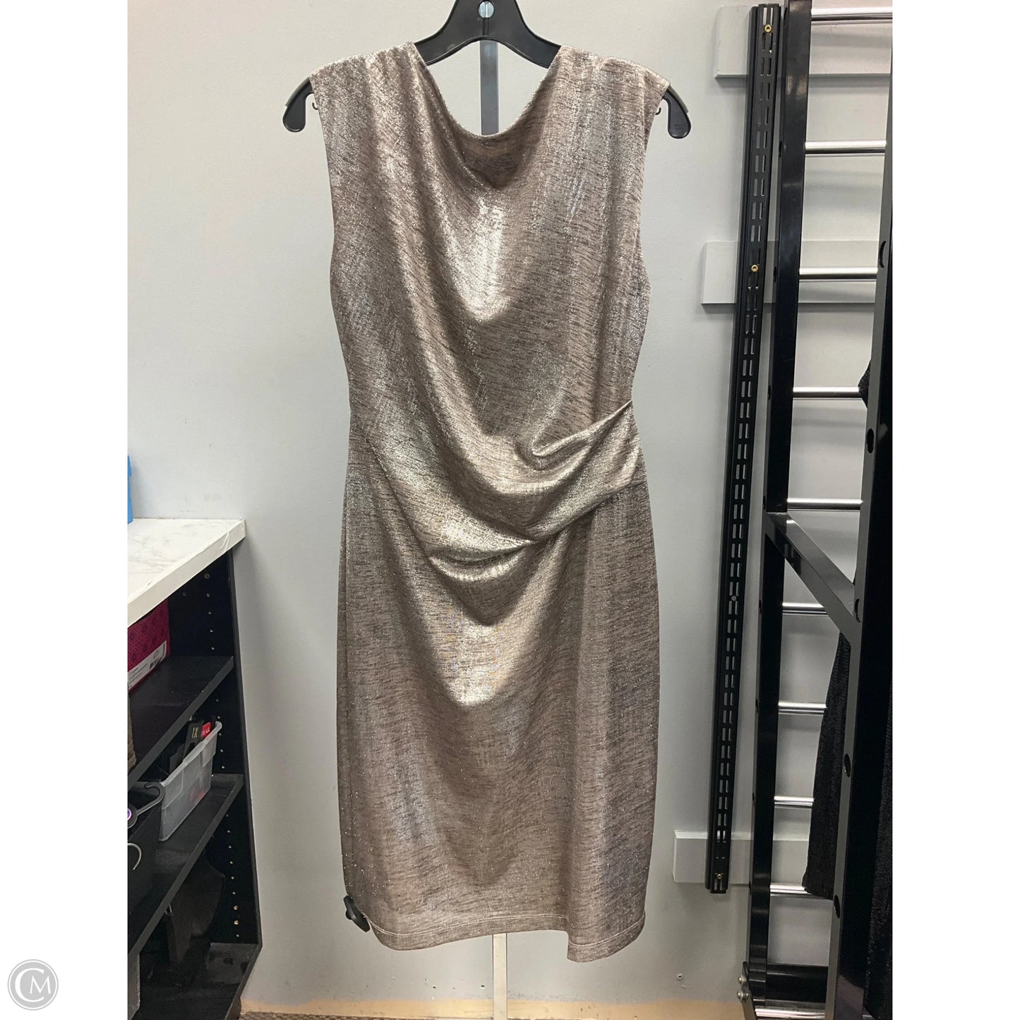 Dress Casual Midi By Connected Apparel In Silver, Size: 12