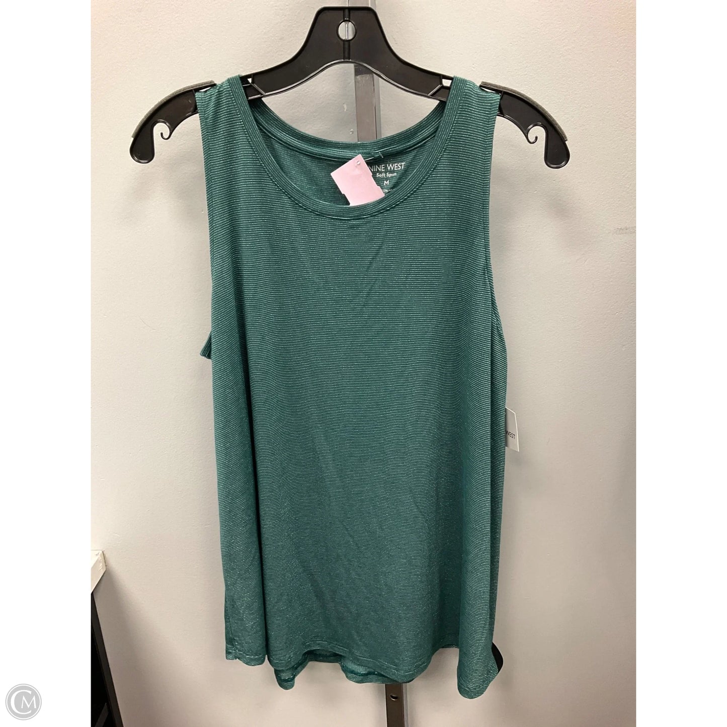 Top Sleeveless Basic By Nine West Apparel In Green & Silver, Size: M