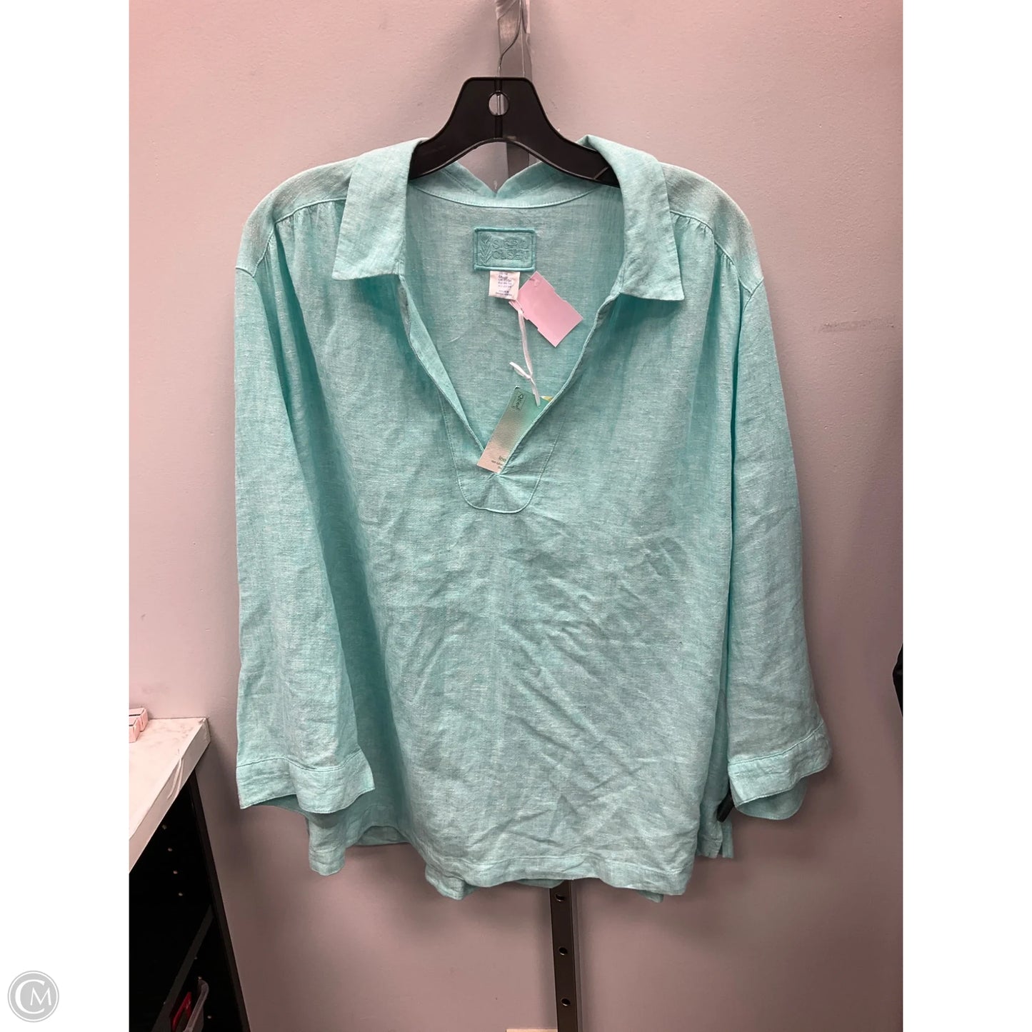 Top 3/4 Sleeve By Sigrid Olsen In Aqua, Size: 2x