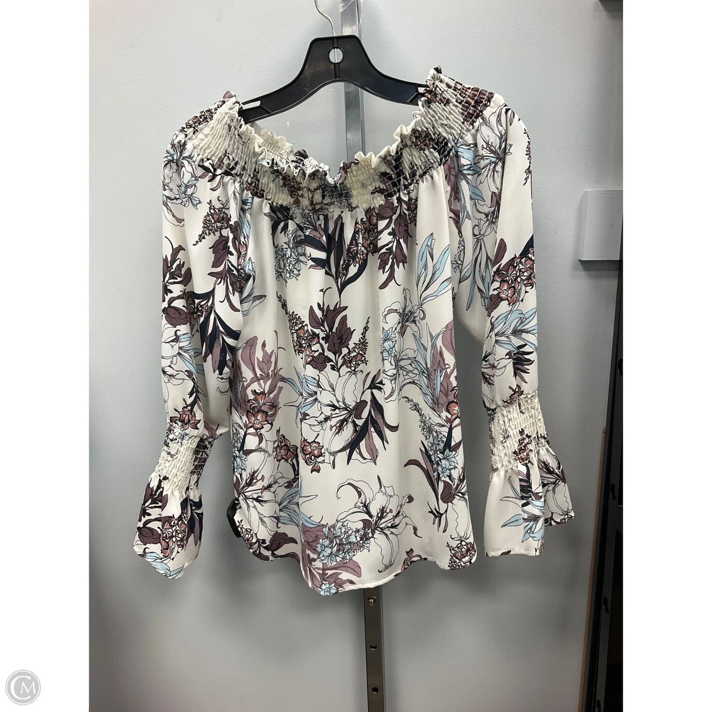 Top Long Sleeve By Veronica M In Cream & Tan, Size: S