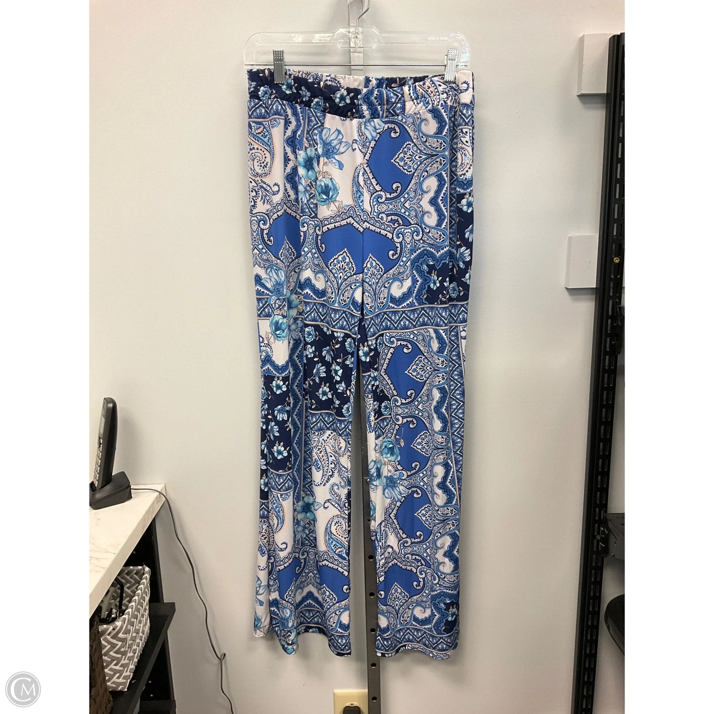 Pants Wide Leg By Boston Proper In Blue & White, Size: M