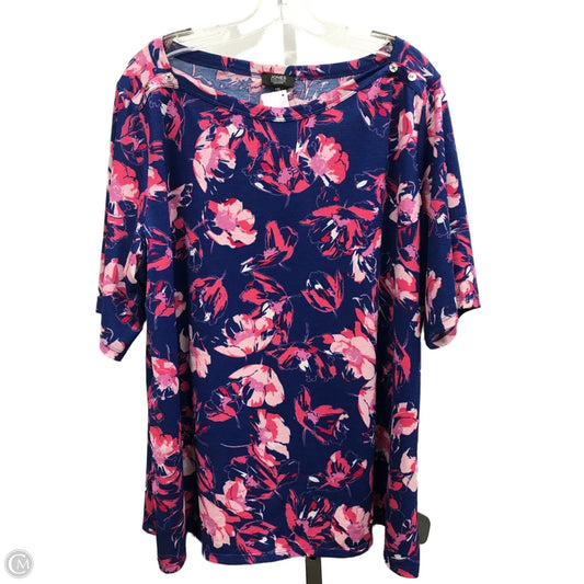 Top Short Sleeve By Jones New York In Floral Print, Size: Xxl