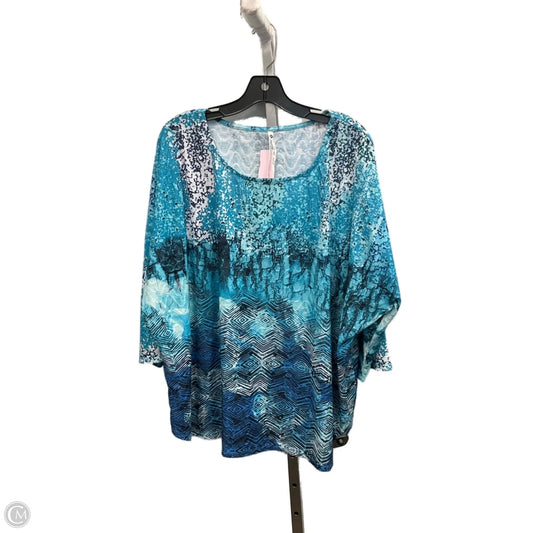 Top 3/4 Sleeve By Leo And Nicole In Blue, Size: 3x