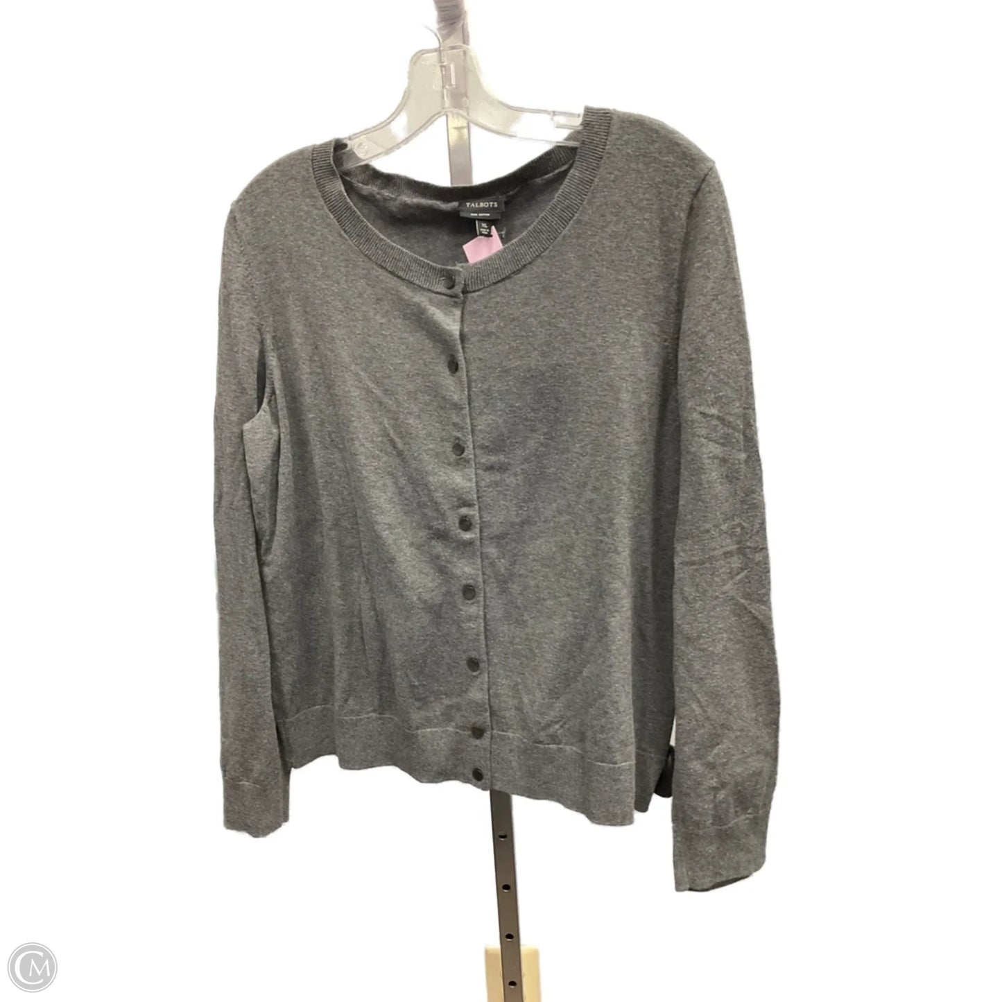 Sweater Cardigan By Talbots In Grey, Size: Xlp