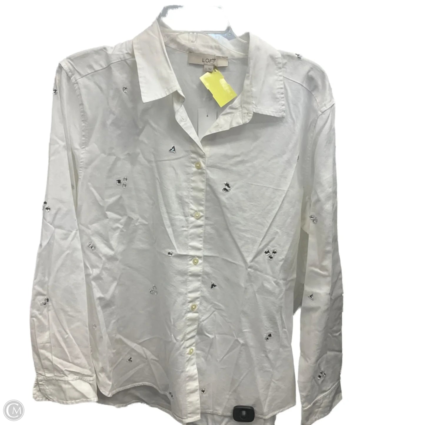 Top Long Sleeve By Loft In White, Size: L