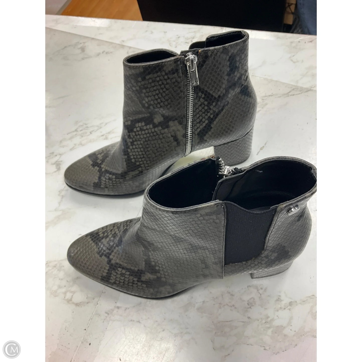 Boots Ankle Heels By Korks In Snakeskin Print, Size: 8