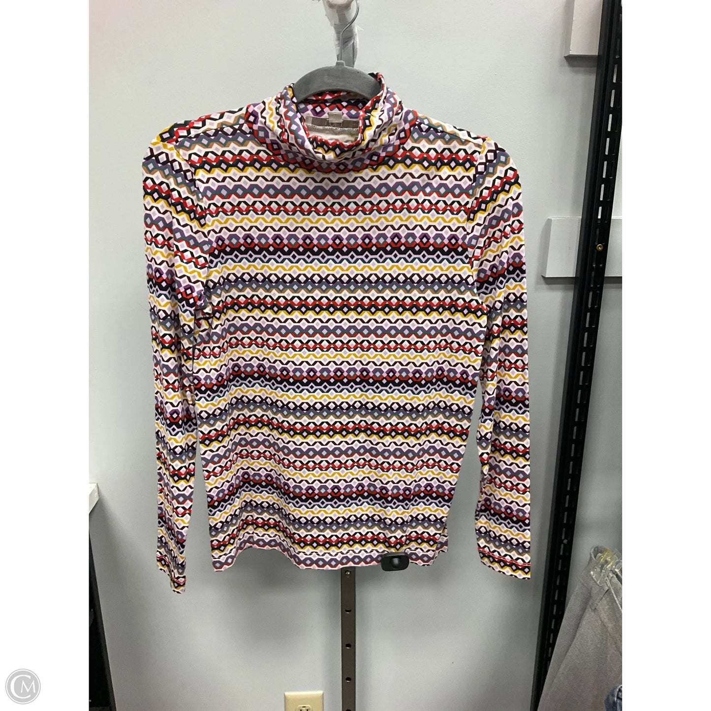 Top Long Sleeve By Loft In Geometric Pattern, Size: Mp