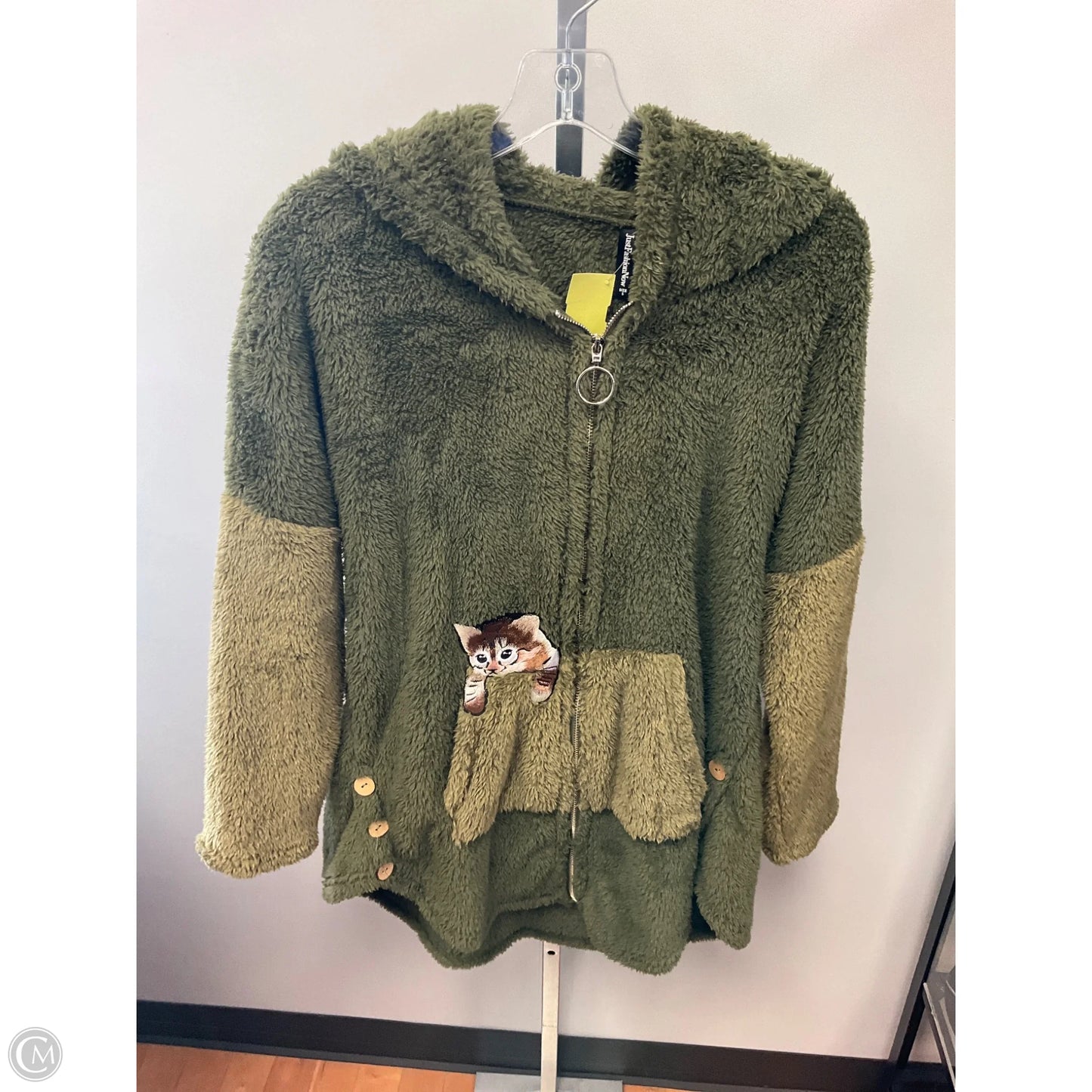 Jacket Faux Fur & Sherpa By Cmc In Green, Size: S