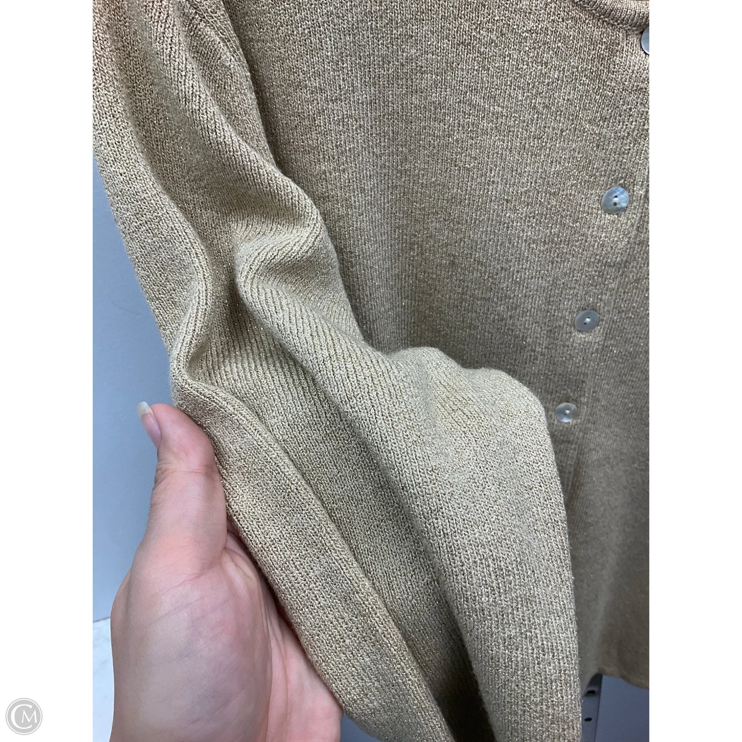 Sweater Cardigan By Laura Scott In Gold, Size: 16