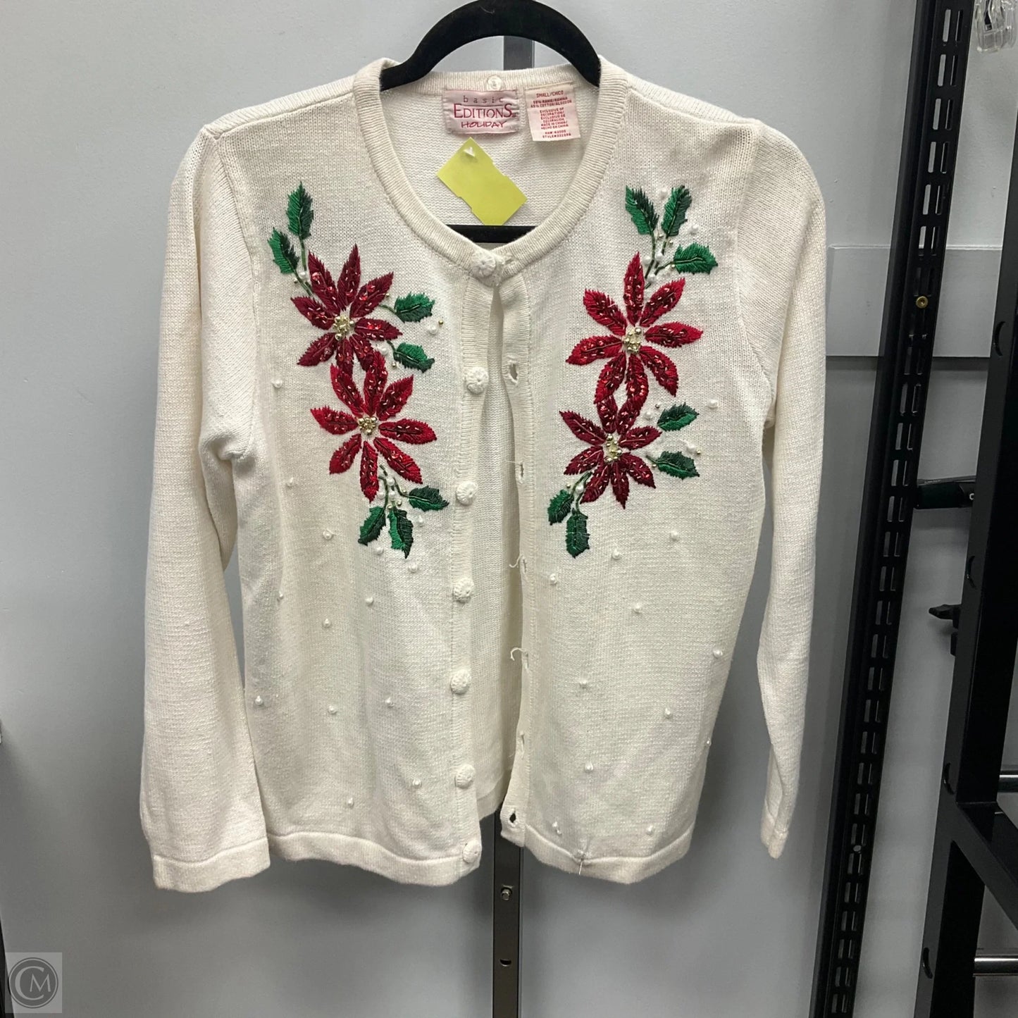 Sweater Cardigan By Basic Editions In Cream, Size: S