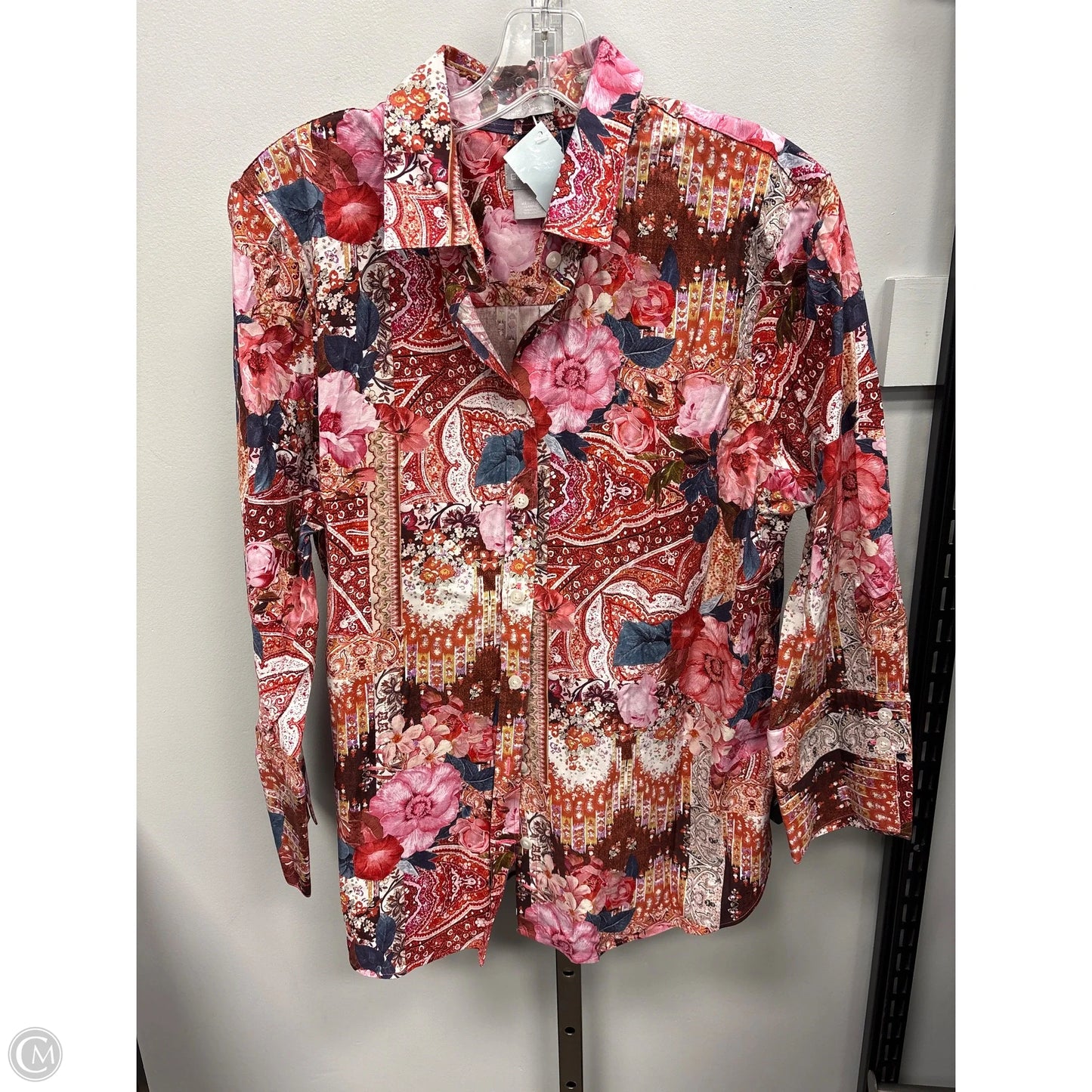 Top Long Sleeve By Chicos In Floral Print, Size: L