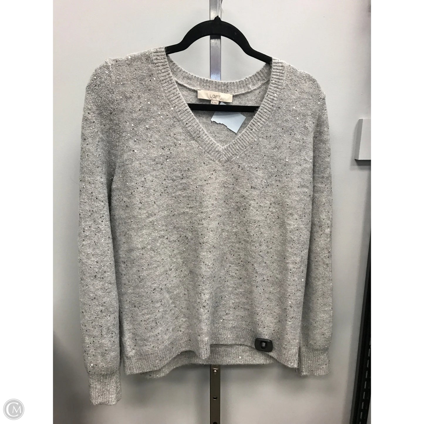 Sweater By Loft In Silver, Size: M