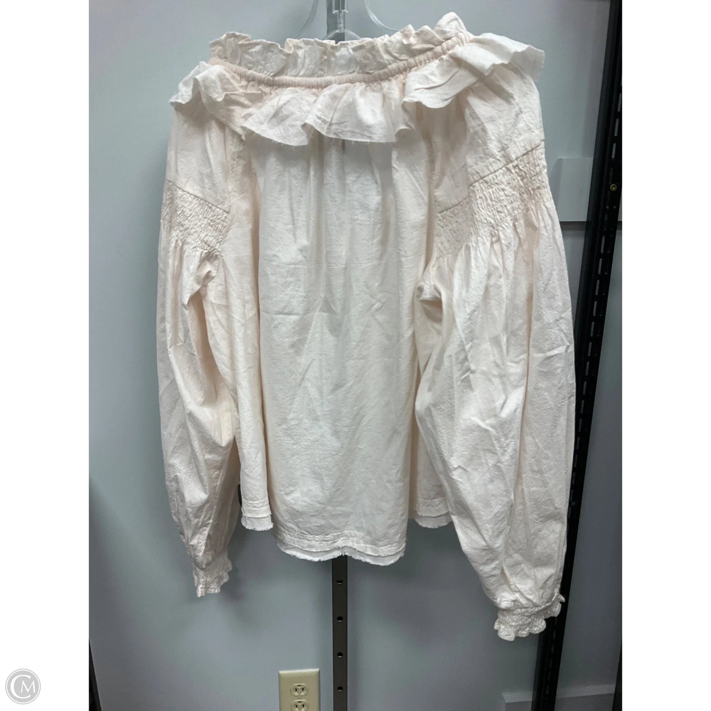 Top Long Sleeve By Anthropologie In Cream, Size: L