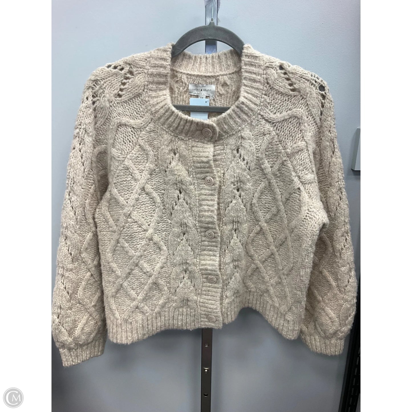 Sweater Cardigan By Lucky Brand In Cream, Size: S