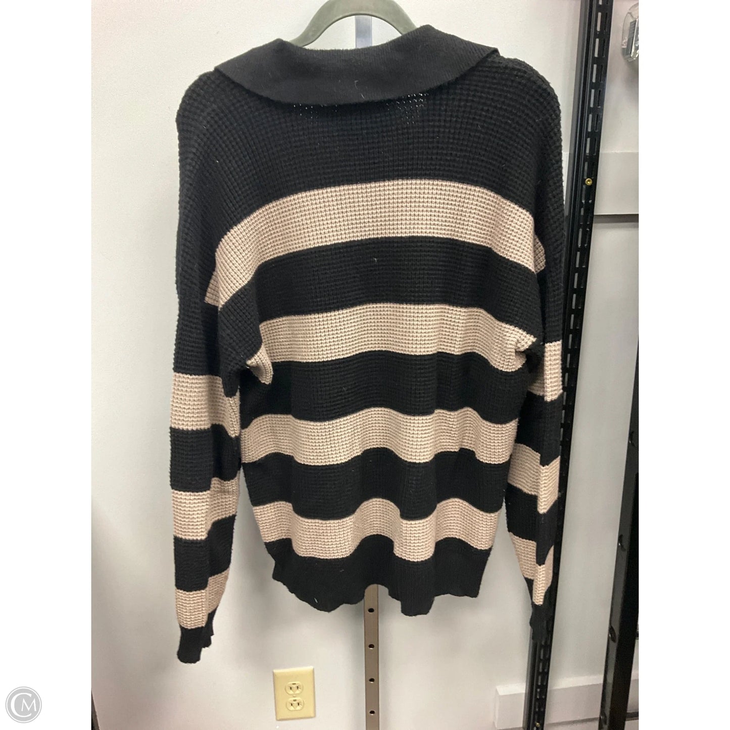 Sweater By Cyrus In Black & Cream, Size: Xl