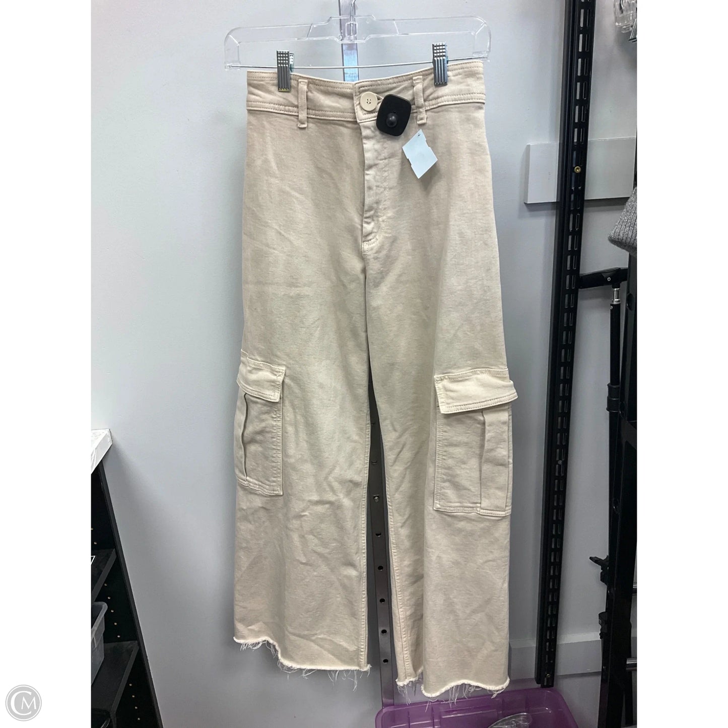 Jeans Wide Leg By Zara In Cream, Size: 4