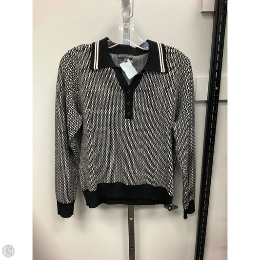 Top Long Sleeve By Adrianna Papell In Black & White, Size: M