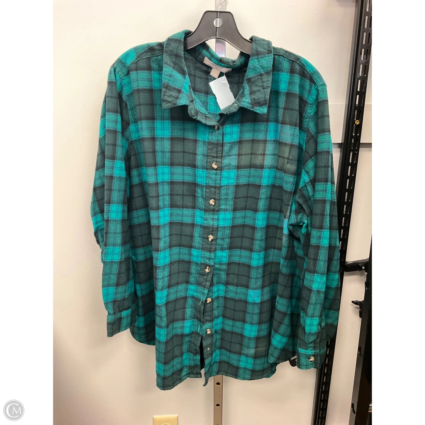 Top Long Sleeve By Woman Within In Plaid Pattern, Size: 2x