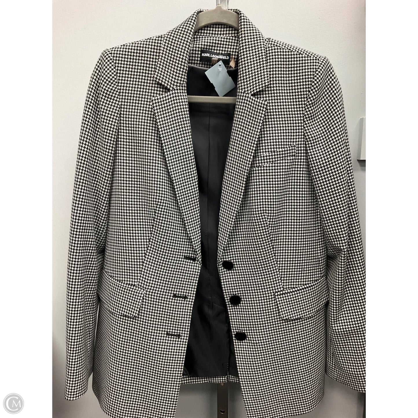 Blazer Designer By Karl Lagerfeld In Black & White, Size: 4