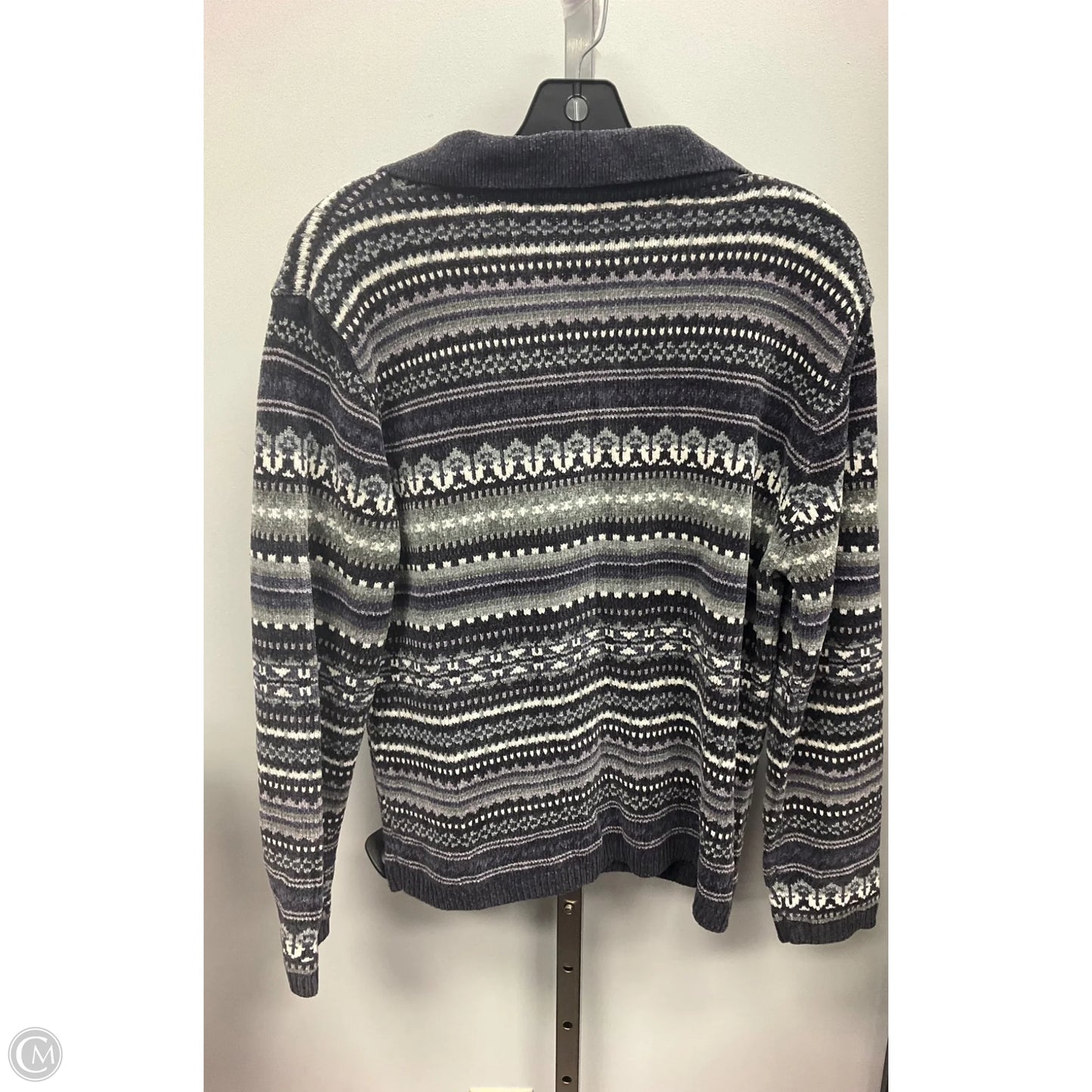 Sweater Cardigan By Croft And Barrow In Grey & Purple, Size: S