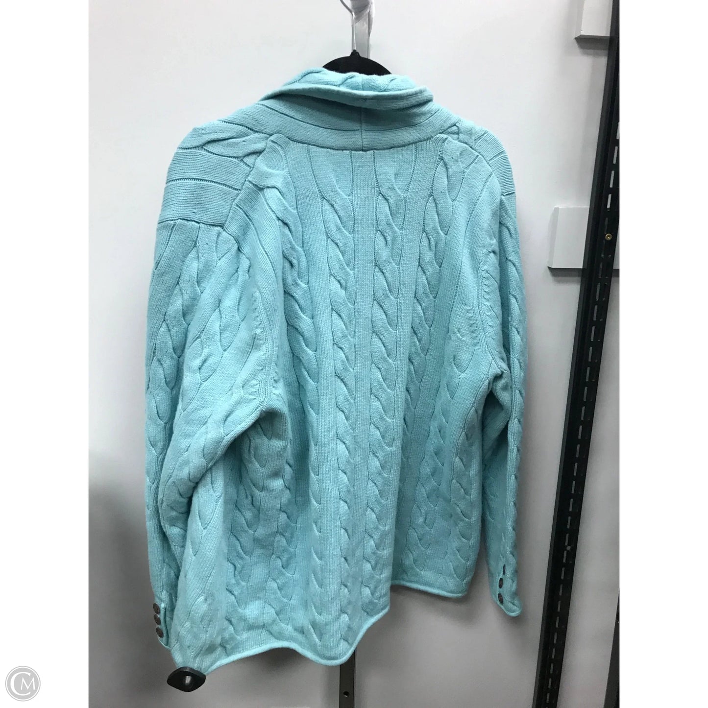 Sweater Cardigan By Talbots In Aqua, Size: Xl