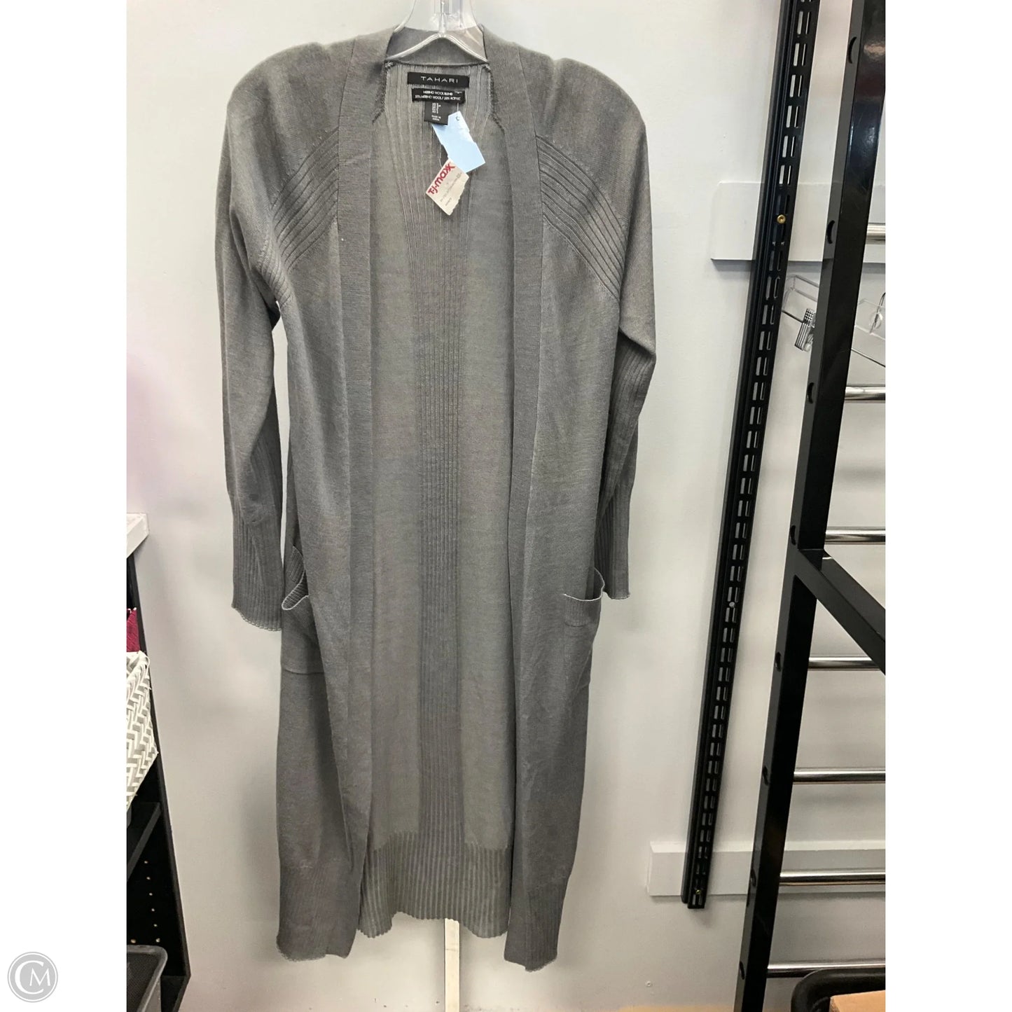 Sweater Cardigan By Tahari In Grey, Size: S