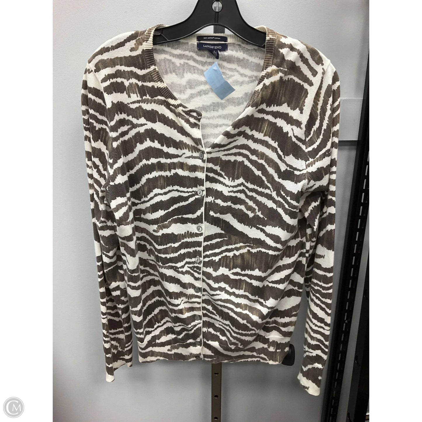 Sweater Cardigan By Lands End In Zebra Print, Size: M