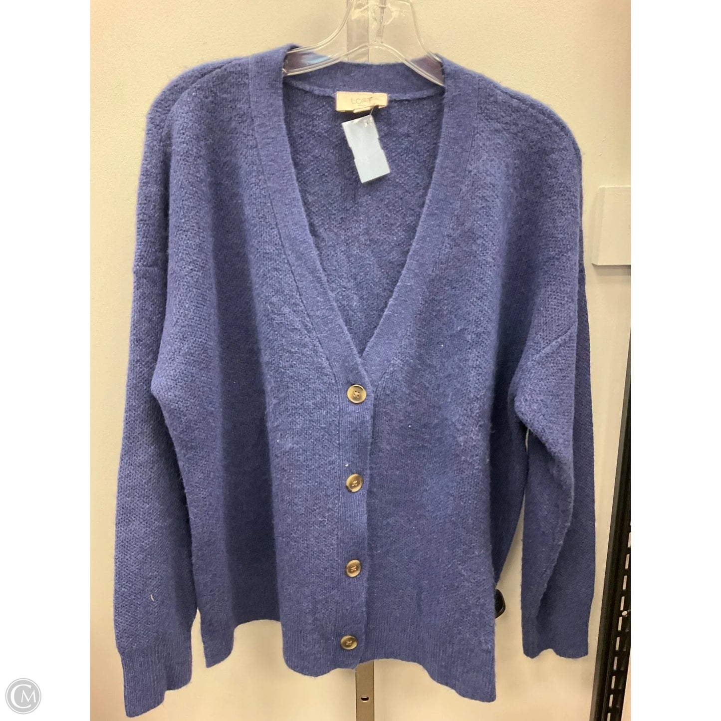 Sweater Cardigan By Loft In Navy, Size: Xl