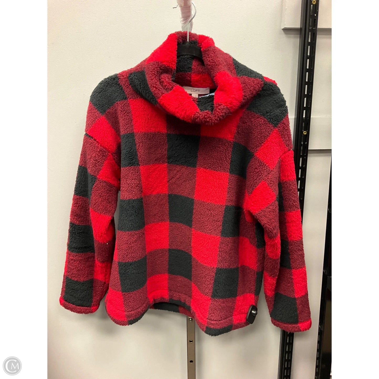 Top Long Sleeve By Loft In Plaid Pattern, Size: M