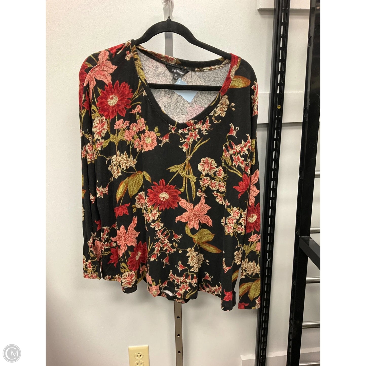 Top Long Sleeve By Well Worn In Floral Print, Size: Xl