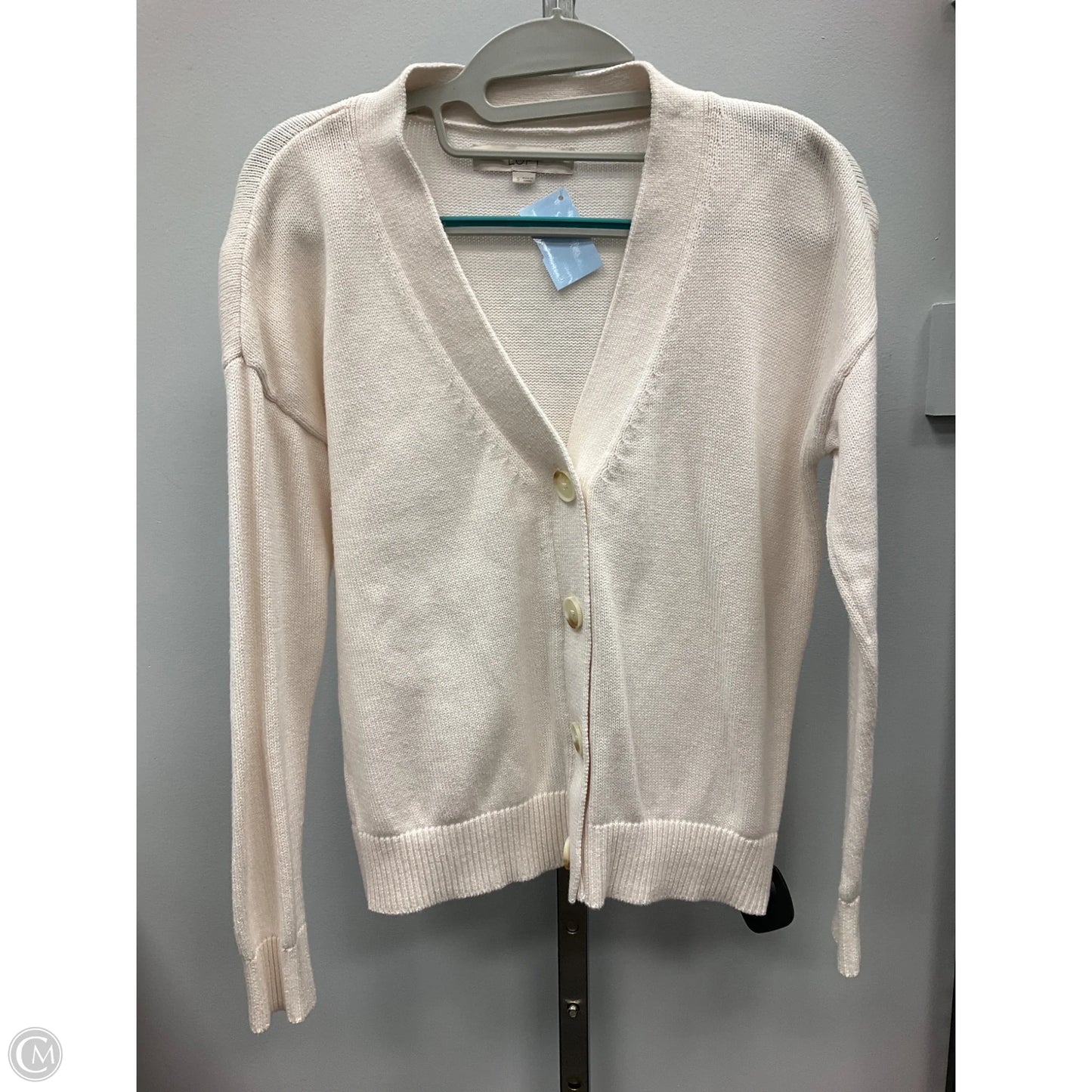 Sweater Cardigan By Loft In Cream, Size: S