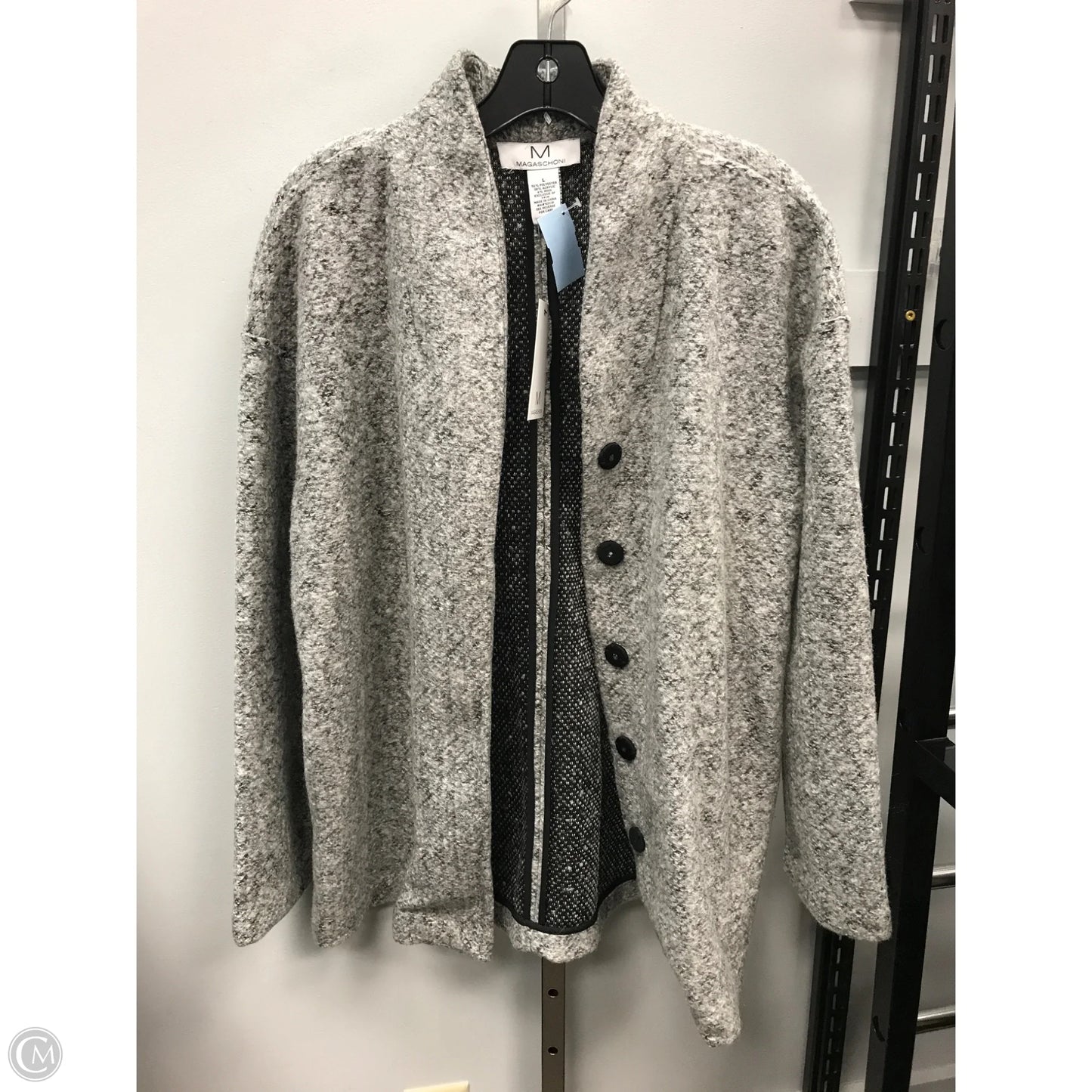 Sweater Cardigan By Magaschoni In Grey, Size: L