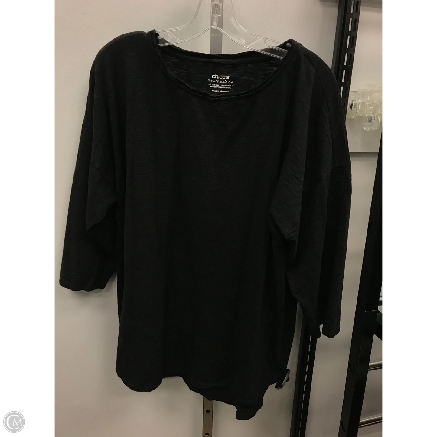 Top 3/4 Sleeve Basic By Chicos In Black, Size: Xxl