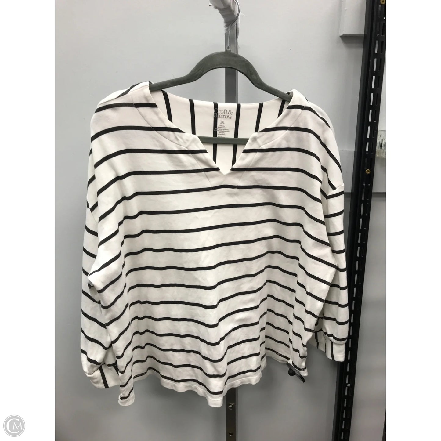 Top 3/4 Sleeve By Croft And Barrow In Striped Pattern, Size: Xxl
