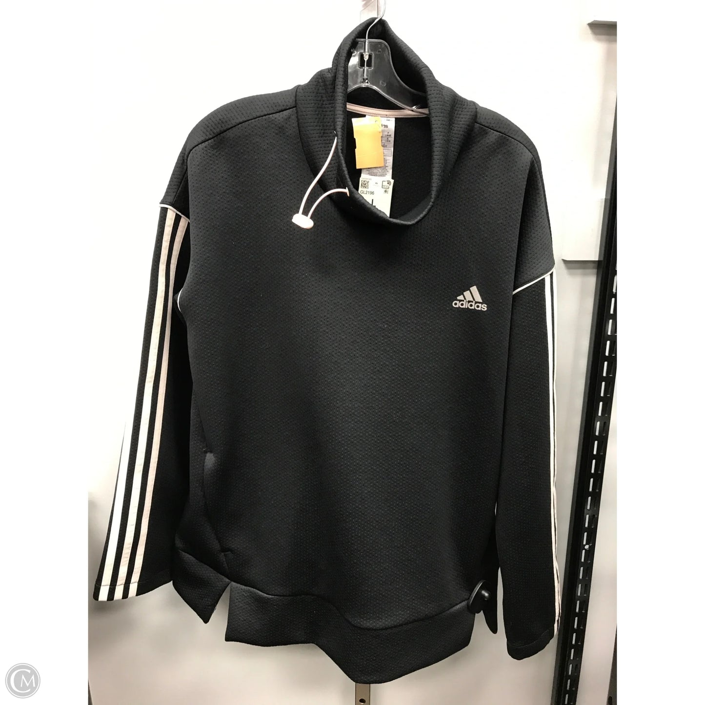 Athletic Top Long Sleeve Collar By Adidas In Black, Size: L