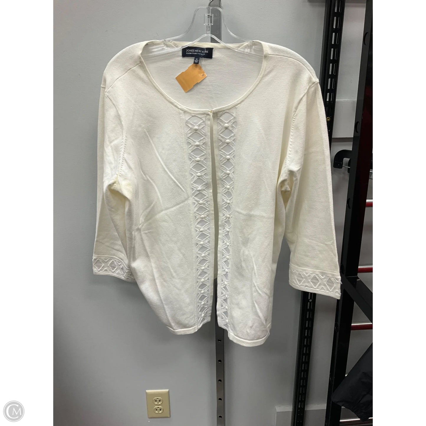 Sweater Cardigan By Jones New York In Ivory, Size: 1x