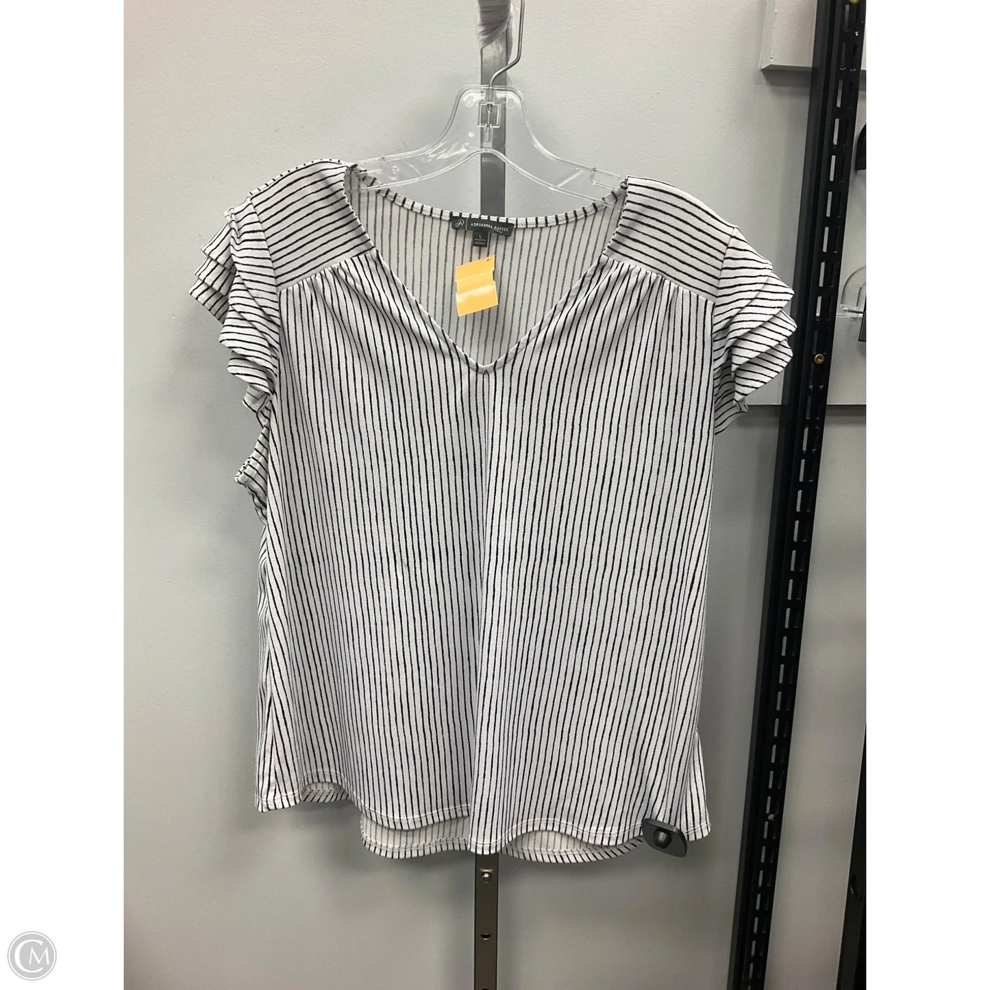 Top Short Sleeve By Adrianna Papell In Striped Pattern, Size: L