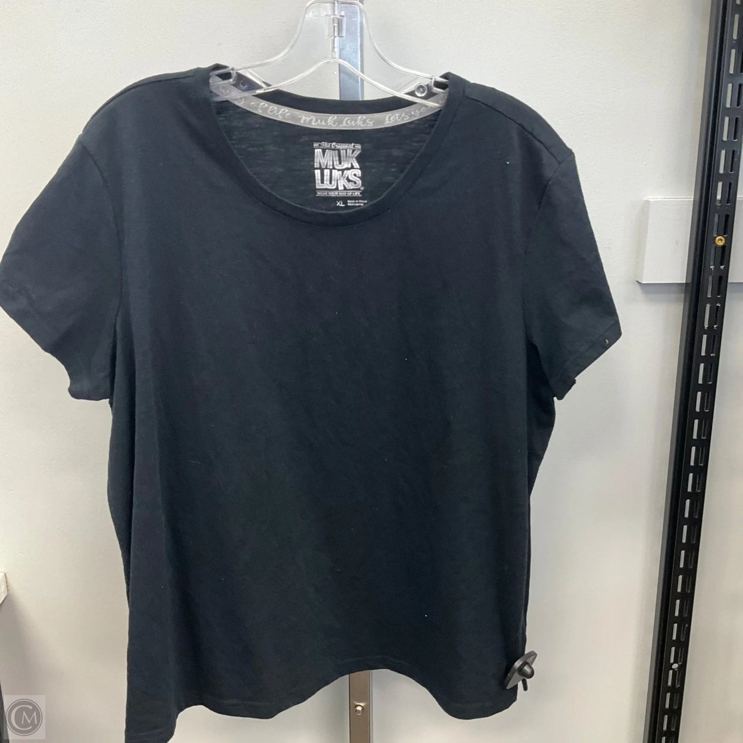 Top Short Sleeve Basic By Muk Luks In Black, Size: Xl