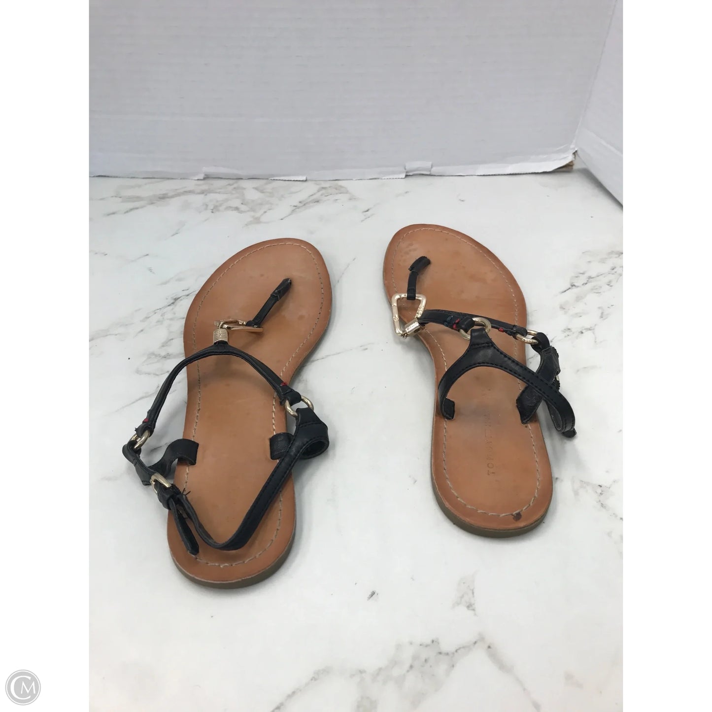 Sandals Flats By Tommy Hilfiger In Black, Size: 7.5
