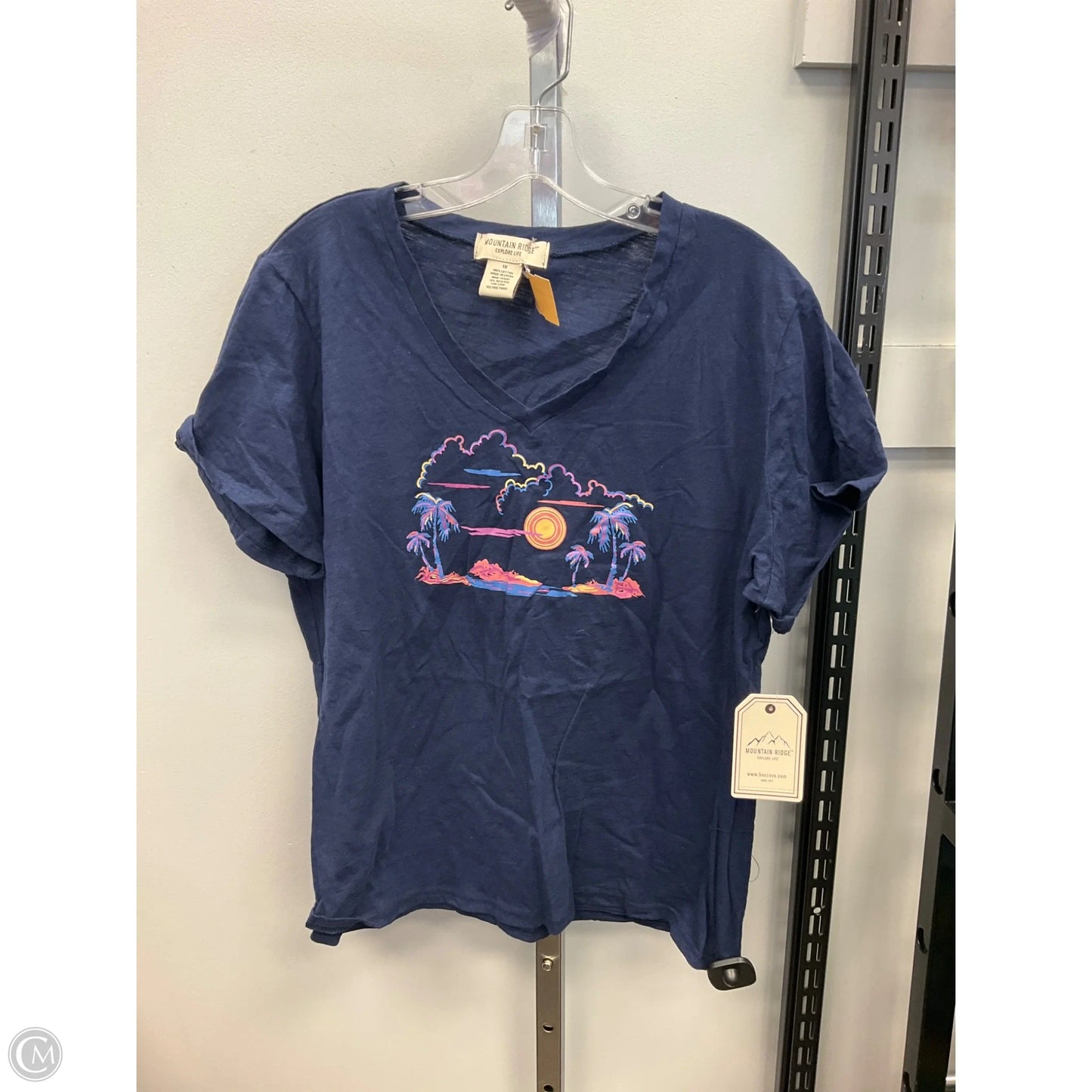 Top Short Sleeve By Cmc In Navy, Size: 1x